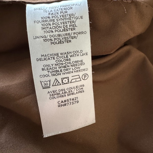 Ann Taylor Brown Faux Fur Coat Size L - Picture 10 of 11